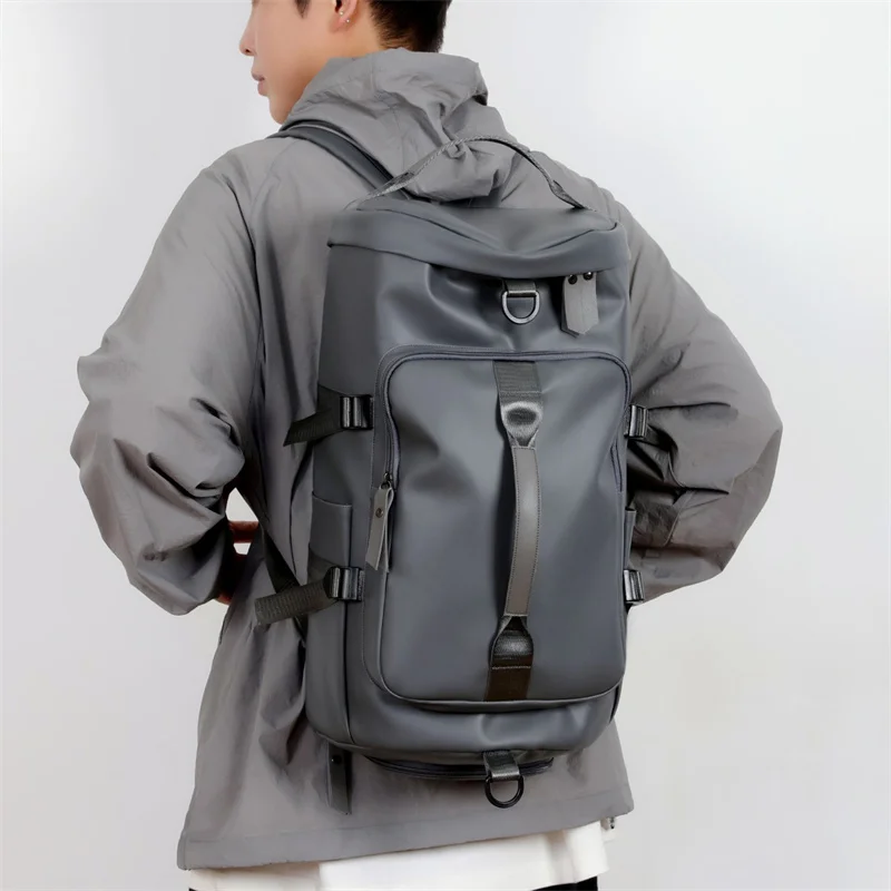 Gym Travel Backpack Versatile PU Leather Bag for Men & Women Casual Outdoor Sports Shoulder Bags Fitness Weekender Duffel