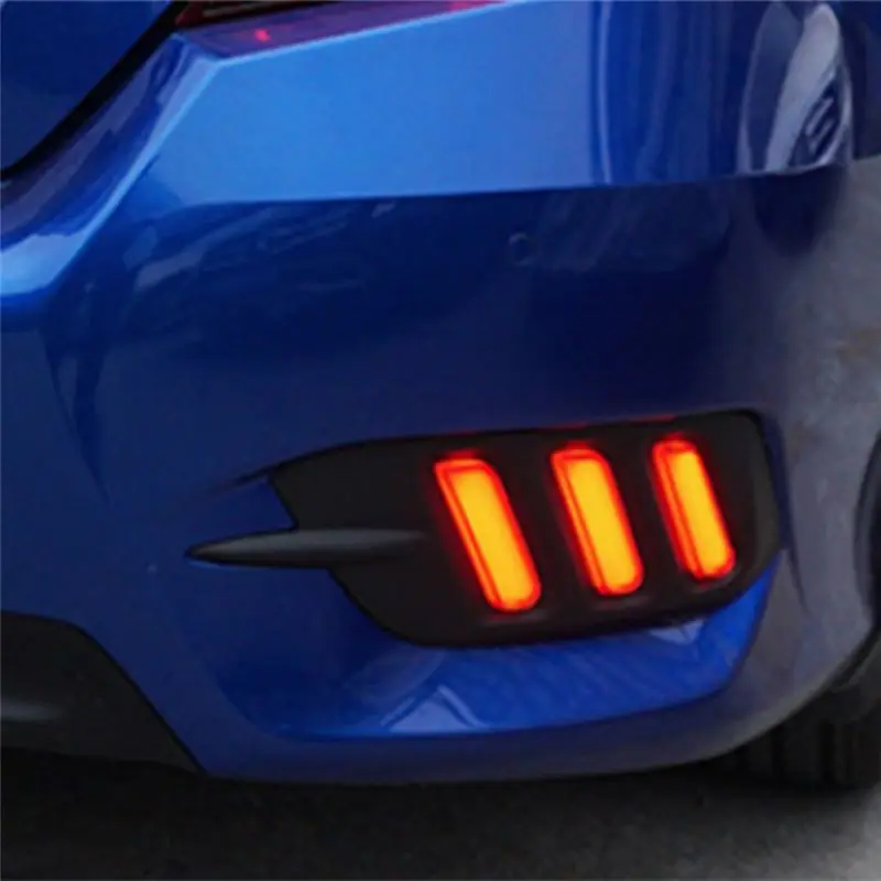 A09E-Car LED Rear Bumper Tail Light Brake Lights Dynamic Turn Signal Lights For Honda Civic 2016-2018