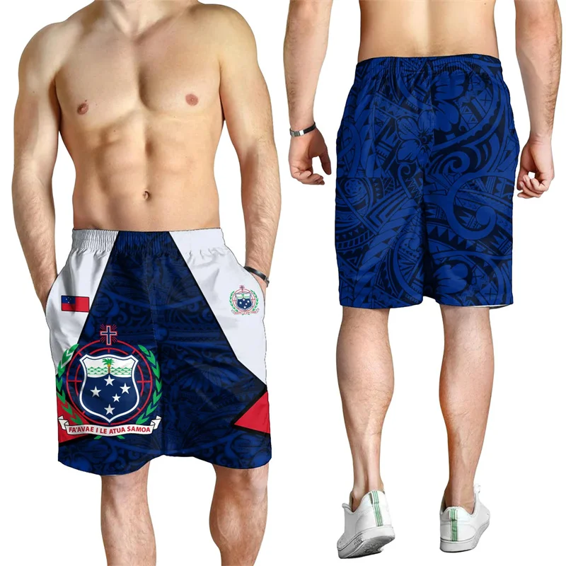 Samoa Men's Shorts Legend Of Samoa Hawaii Beach Short Trunks Polynesian Tattoo Seashore Swim Trunks Gym Ice Shorts Board Shorts