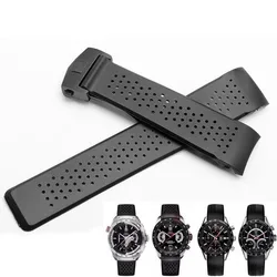 Soft Silicone Watch Bracelet 22mm 24mm For TAG HEUER GRAND CARRERA AQUARACER Wristband Men Watch Straps Rubber Watchbands