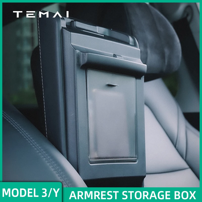 TEMAI per Tesla bracciolo Storage scatola nascosta magnetica per Tesla Model 3/Y(2021-2023) accessorio Organizer nascosto di controllo centrale