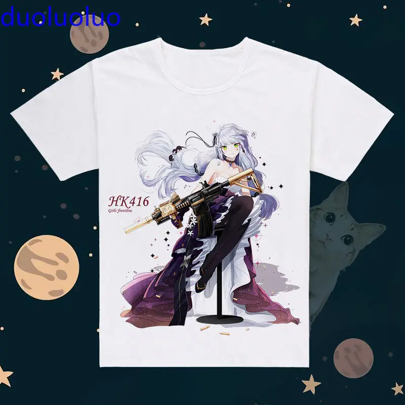 Girls Frontline HK416 Anime Casual White T-shirts Unisex Short Sleeve Tops #G8