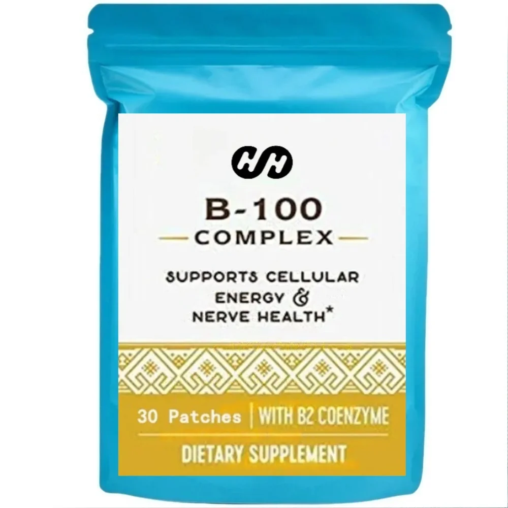 Complejo B-100 Vitamin B Complex Transdermal Patches All B Vitamins Folic Acid, Vitamin C Immune, Energy & Metabolism 30 Patches