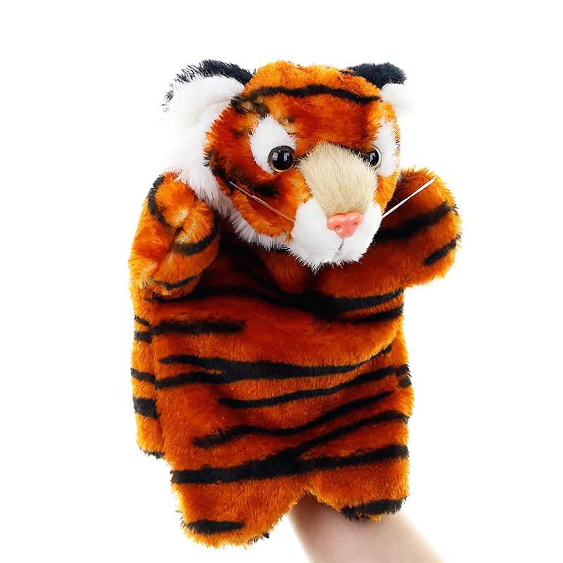 Animal Hand Puppet Tiger Dolls Plush Hand Doll Early Education Learning Toys Children Marionetes Puppets For Telling Story