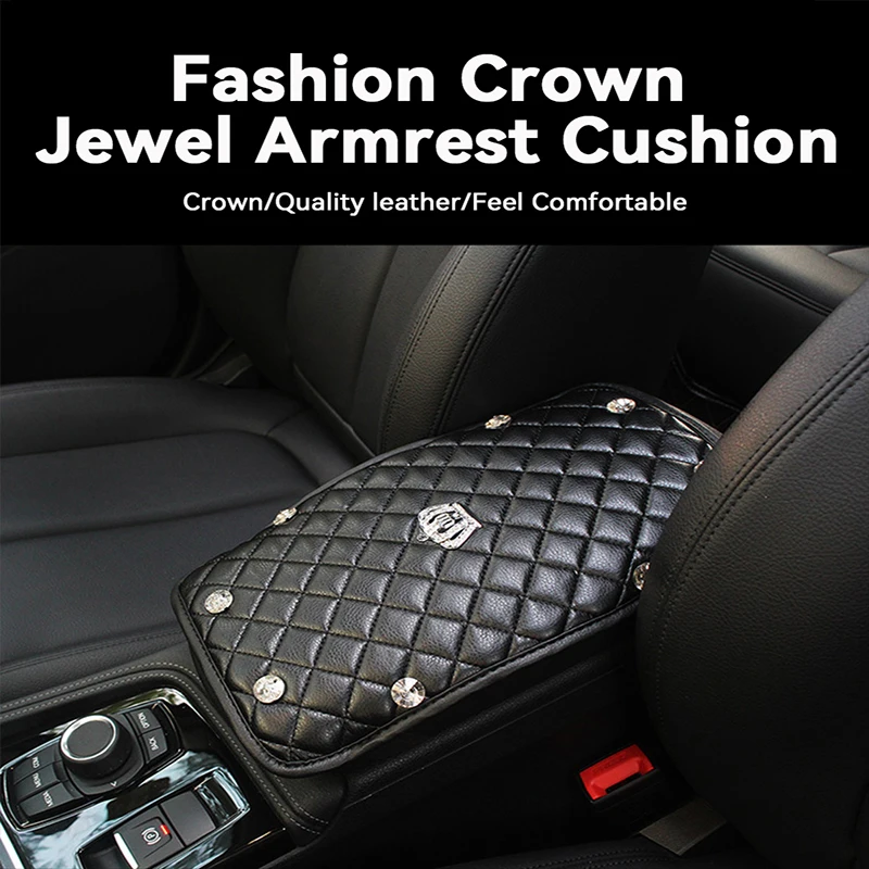 

Universal Center Console Armrest Pad Armrest Cushion Diamond Car Accessories For Women Center Console Armrest Cover For SUV