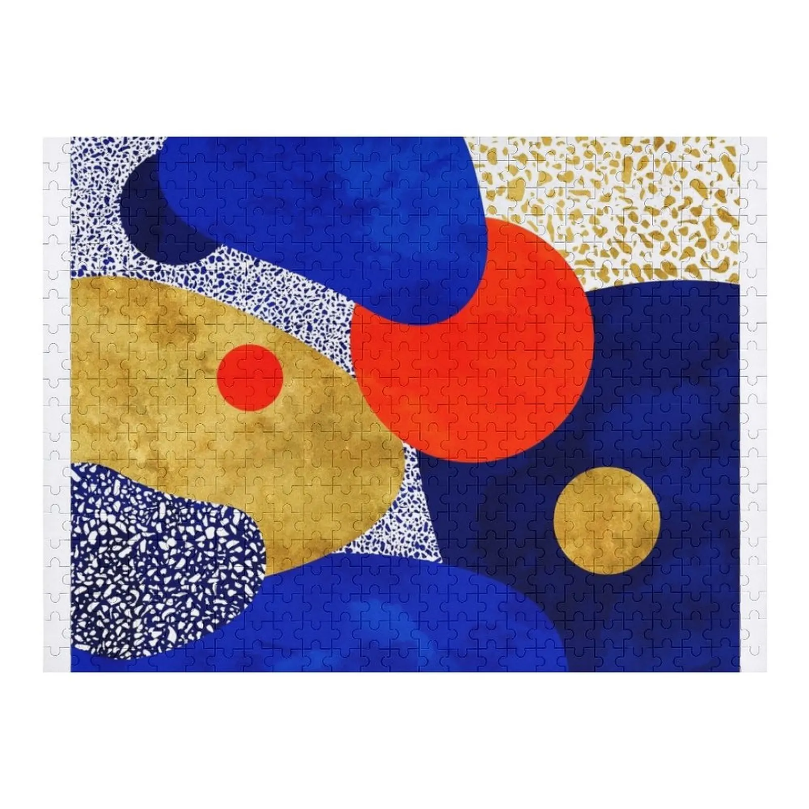 

Terrazzo galaxy midnight blue yellow golden orange Jigsaw Puzzle Custom Jigsaw With Photo Wooden Name Custom Gift Puzzle