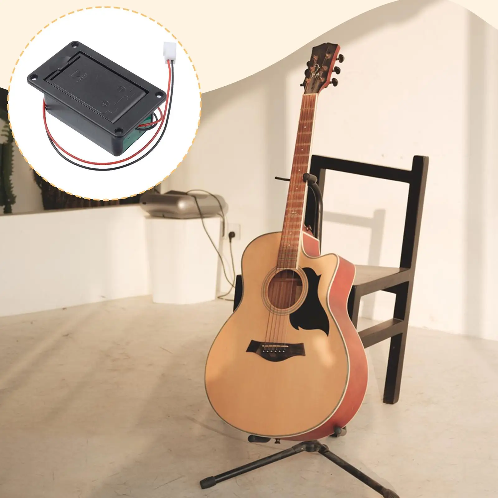9V Battery Box for Active Bass Guitar Pickup Replacement with Cable Electric Guitar Parts Accessories