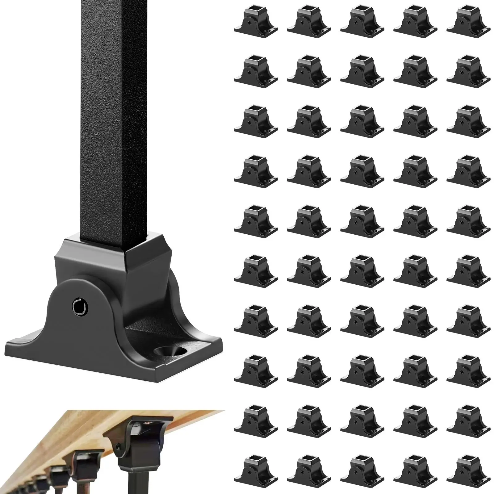 Aluminum Alloy Baluster Shoes Square Balusters Baluster Wrought Spindles for Staircase Slant Shoes with Screw Holes for 1/2 Inch