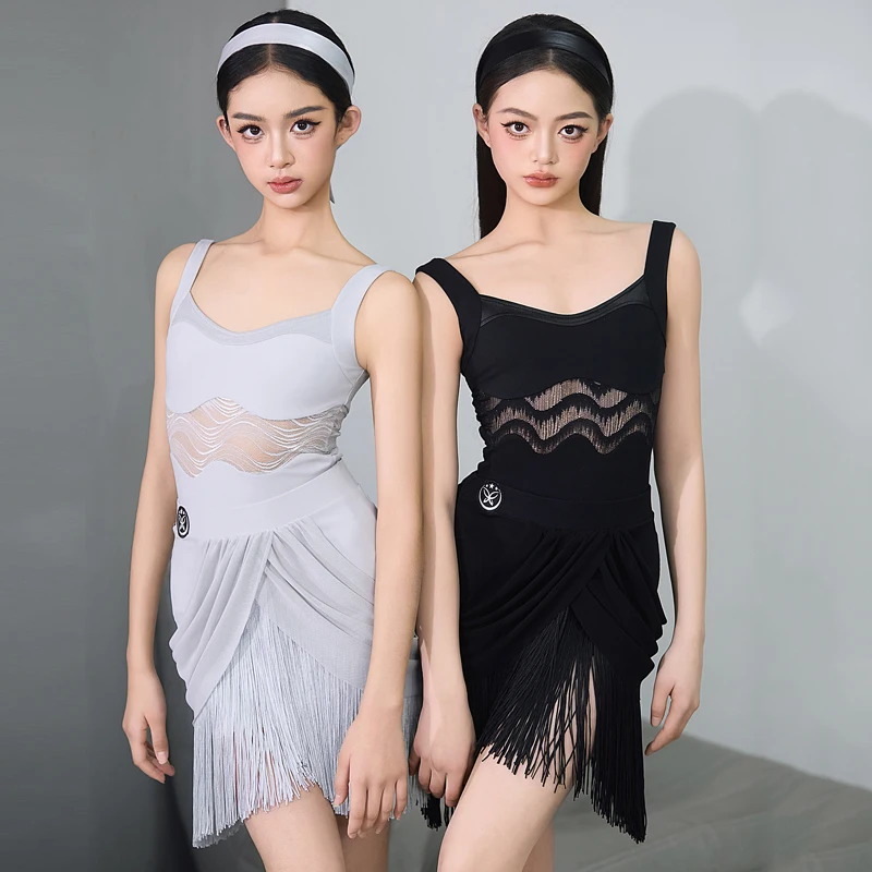 Children'S Latin Dance Competition Dress Girls Latin Dance Fringed Dress Kids Chacha Latin Dance Performance Costume SL15917