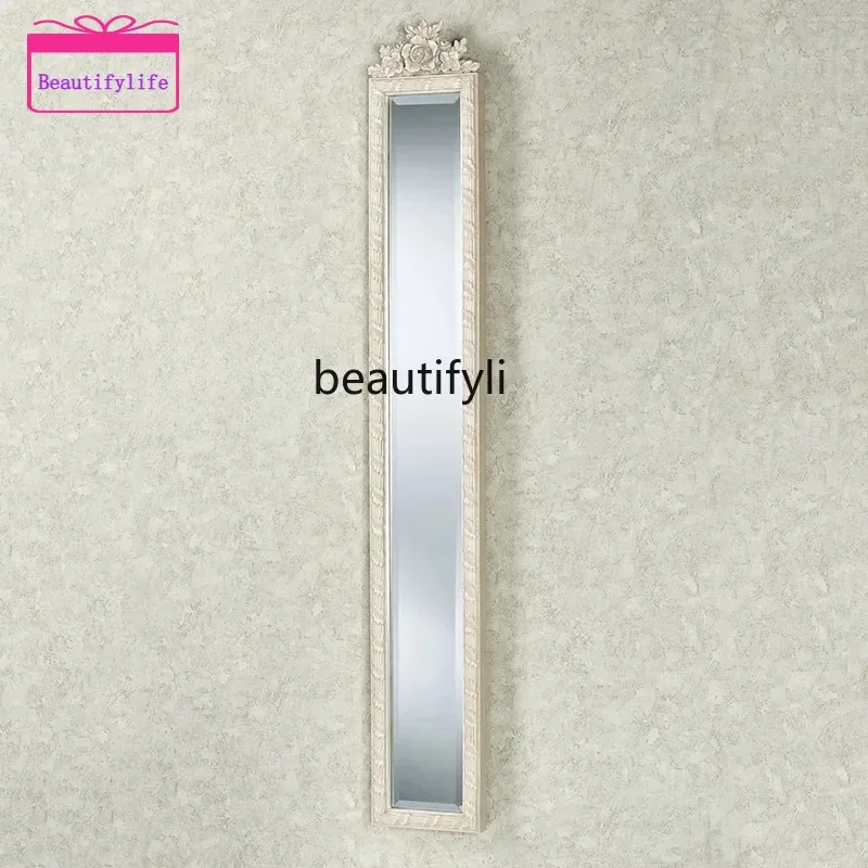 YL  Butterfly Long Mirror Wooden Frame Chinese Retro Home Mirror Super Narrow Full-Length Mirror on the Hallway Wall