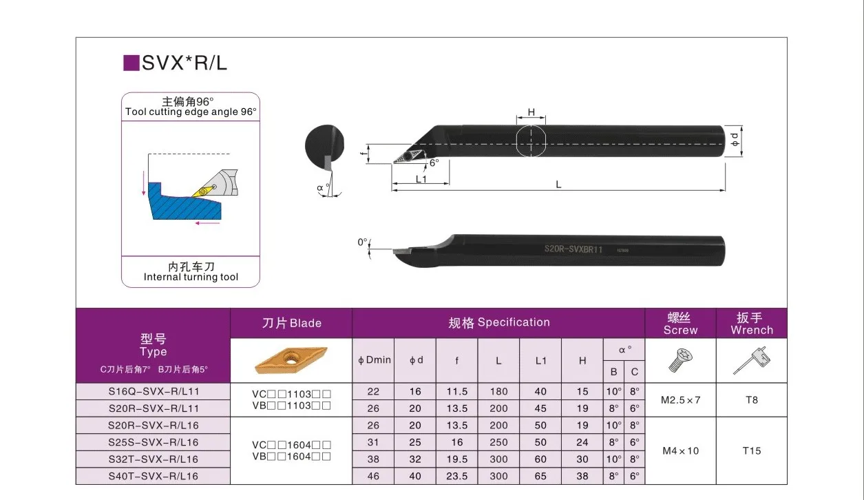 LIHAOPING S10K-SVXBR11 S12M-SVXBR11 S16Q-SVXBR11 S20R-SVXBR11 Internal Turning Tools Insert SVXBR Metal Lathe CNC Cutting Tool