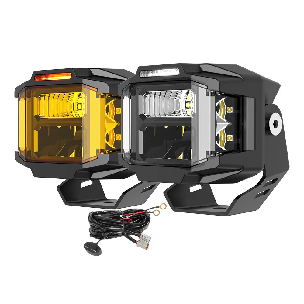

Hot selling:Super Bright Fog Light 3inch Yellow 3 Inch Led Light Pods A-pillar with Side Shooter for UTV 4X4 Trucks