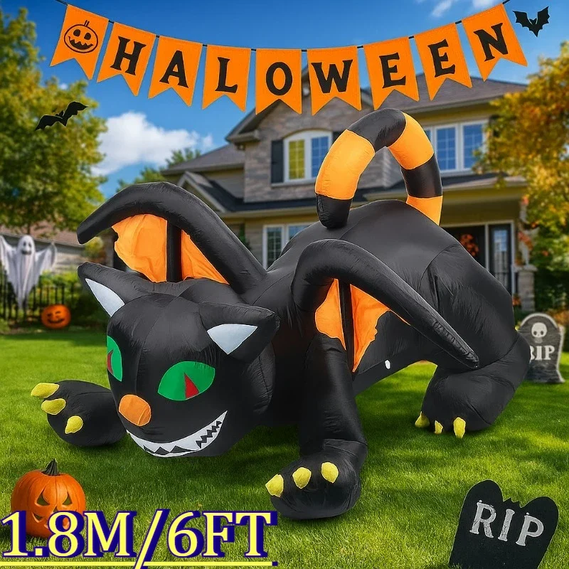 

6FT Inflatables Model Halloween Dragon with Wings Built-in LEDs Prop Indoor Party Outdoor Decorations Lawn Garden Yard Ornament