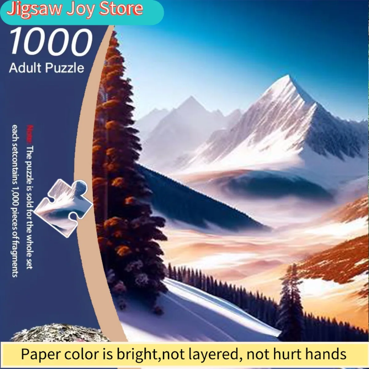 

Пазл из 1000 деталей для взрослых с изображением фантастического горного пейзажа, украшенного оранжевыми деревьями, где свет и тень.