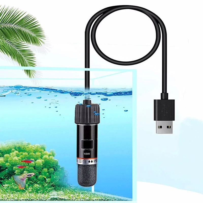 

USB Mini Aquarium Heating Rod For Small Fish Tank 26°C Constant Temperature Aquarium Heater Submersible Thermostat Heater 10W