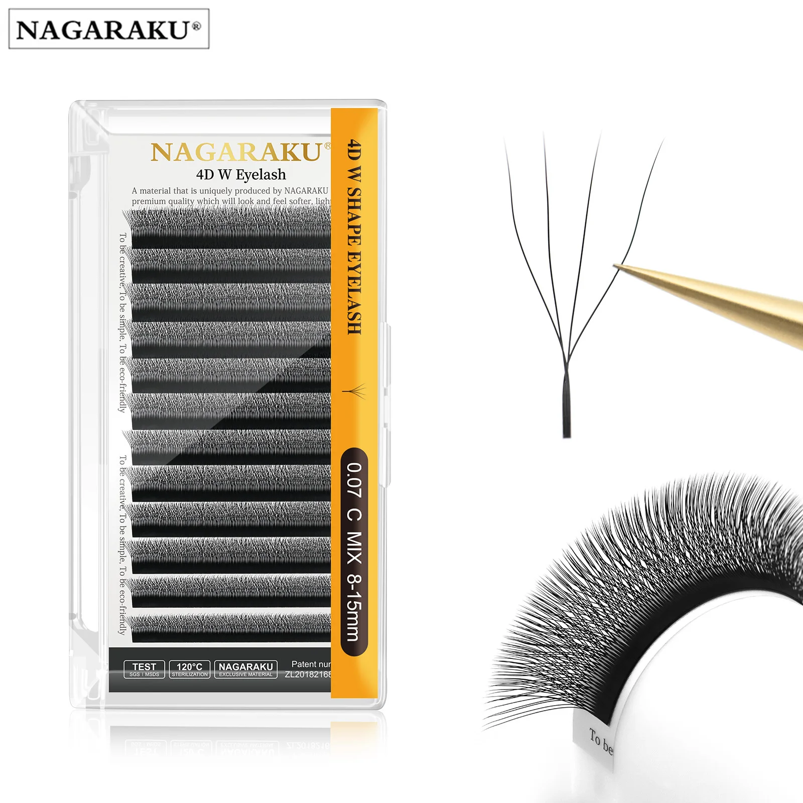 NAGARAKU 4D W-Form Handgewebte Vorgefertigte Fächer-Wimpernverlängerungen Vollwimpern Natürlich Weich Leicht Einzeln Matt Dicht – Detail 1