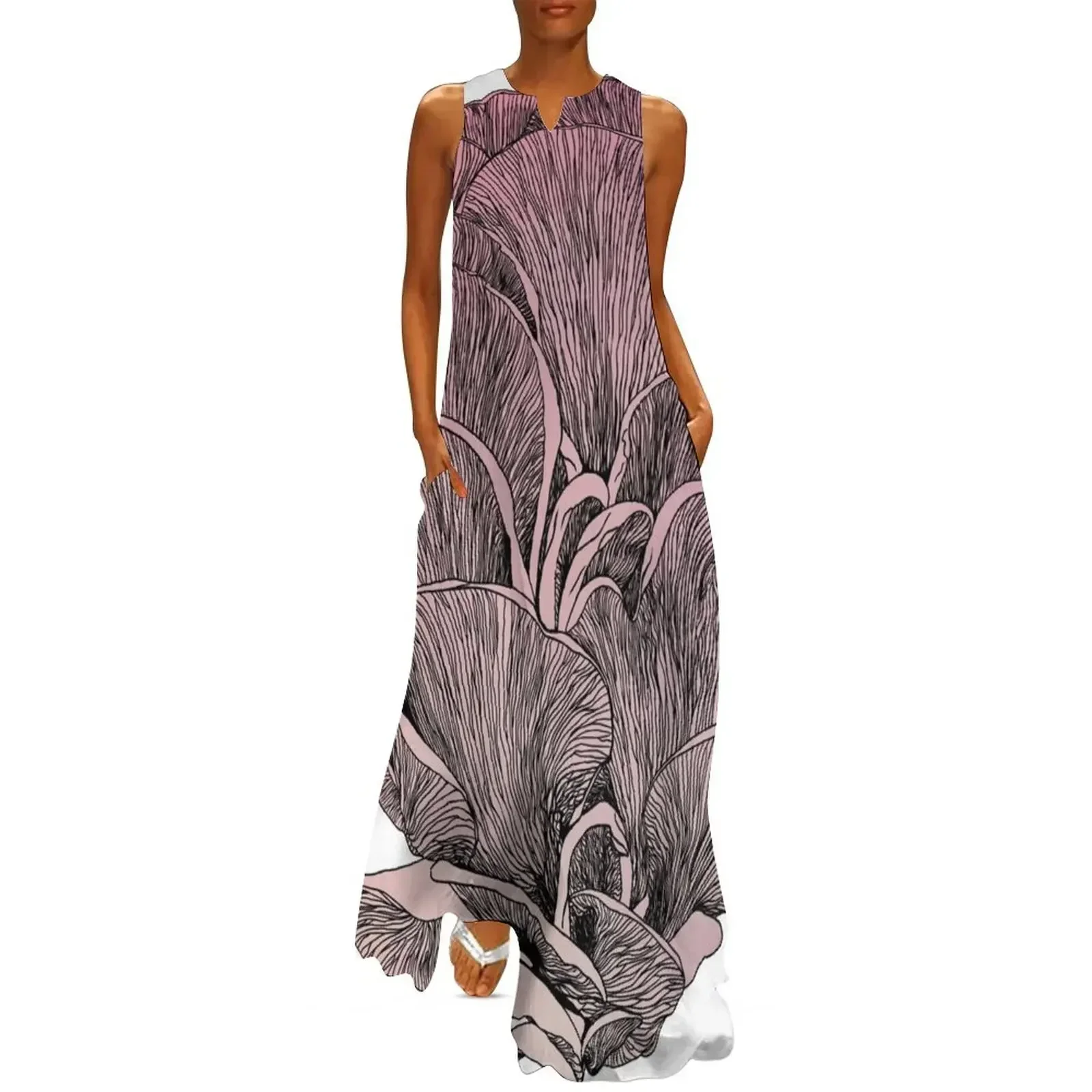 

Pink Oyster Mushroom, Pleurotus Djamor Long Dress luxury evening dress woman for wedding beach dresses Dress