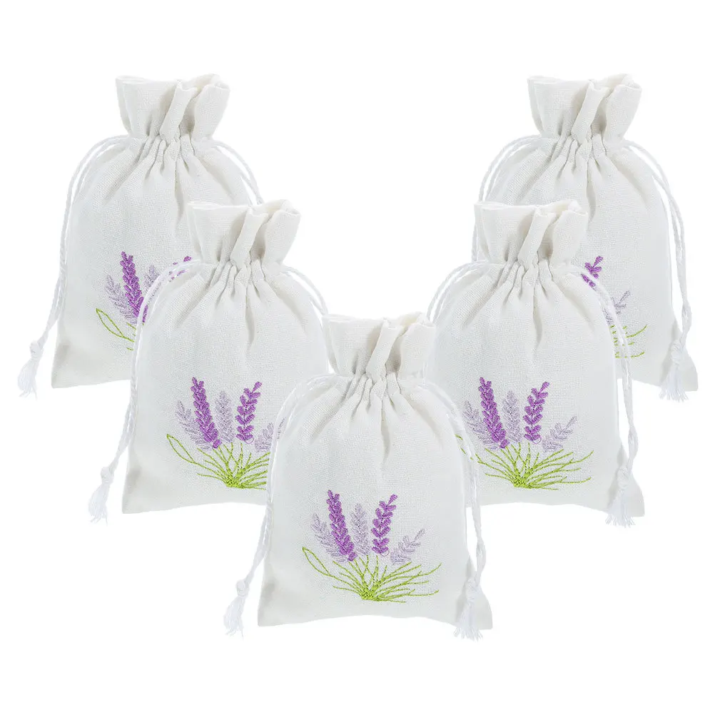 

5Pcs Lavender Packaging Bag Drawstring Canvas Sachet Bags for Home Decor Gift Storage Dried Flowers Jewelry Pouches