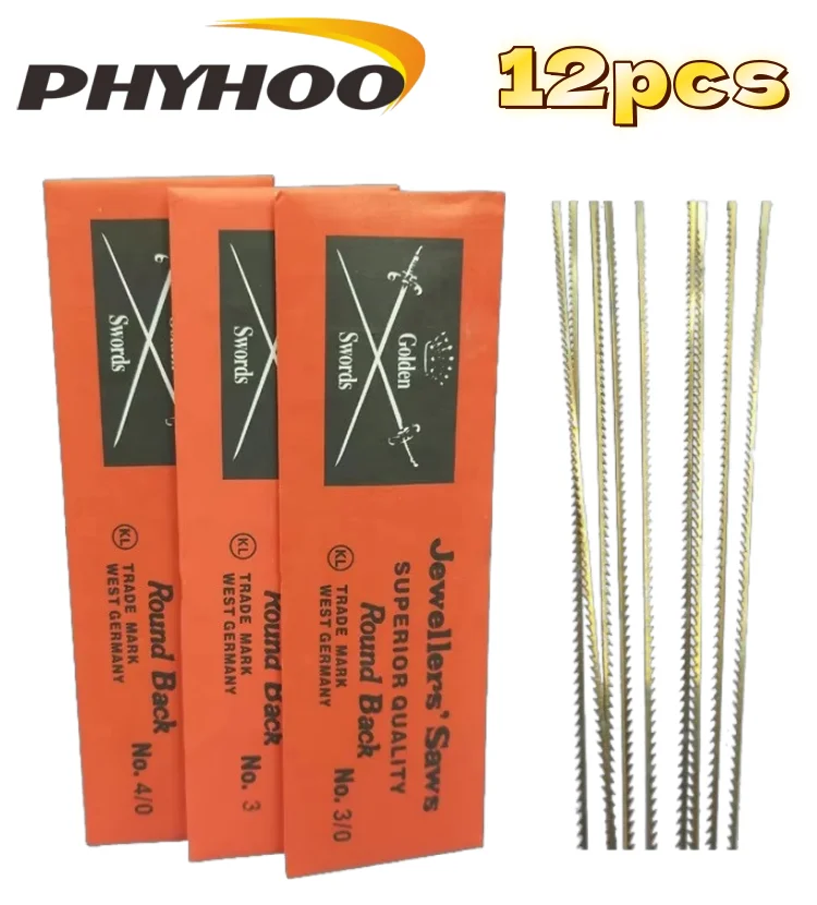 PHYHOO 12pcs Tungsten Steel Double Sword Saw Cutting Blades Jewelers Saw Cutting Blades Metal Jewelry Wax Engraving DIY Hand