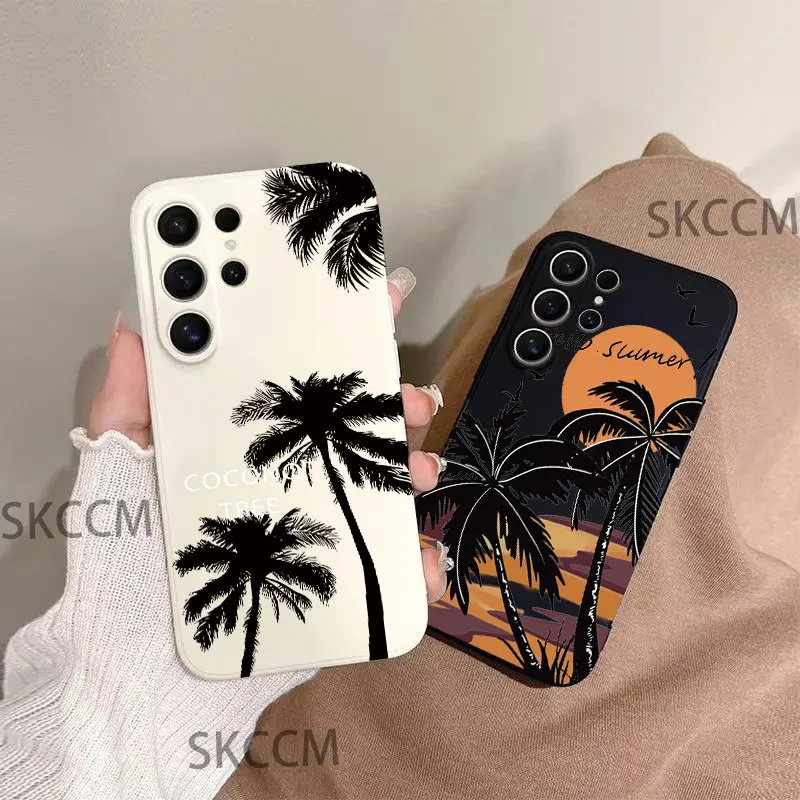 Summer Coconut tree Design Phone Case For Samsung Galaxy S24 Ultra S23 FE S22 S20 Plus A15 A35 A50 A51 A54 A55 A71 A72 A73 Cover