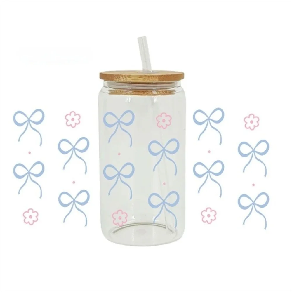 Waterproof UV DTF Transfer Sticker Clear Smooth Water Bottles Sticker Strong Sticky 3D Design Glass Cup Stickers Glass Bottle
