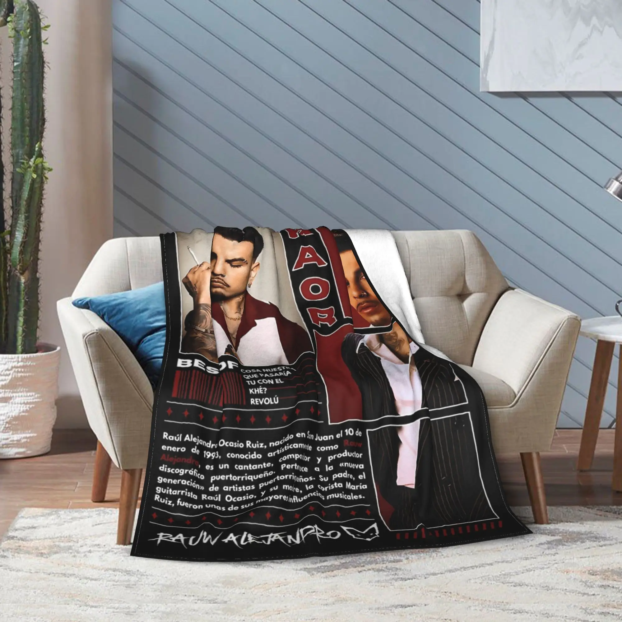 Rauw Alejandro Raor البطانيات الفانيلا الخريف/الشتاء المحمولة لينة رمي بطانية للسرير السفر أفخم رقيقة لحاف #5