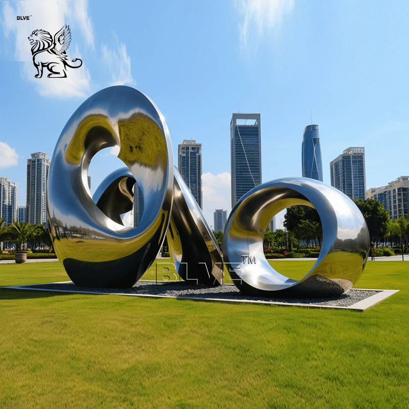 

BLVE Outdoor Garden Decoration Modern Pop Art Abstract Metal Design Mirror Polished Stainless Steel Sculpture