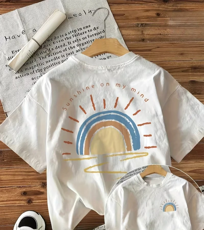 Women's T-shirt Short Sleeve Crew Neck T-Shirt Sunshine on My Mind Graphic Print with Sun Design, Casual Summer & Spring Top