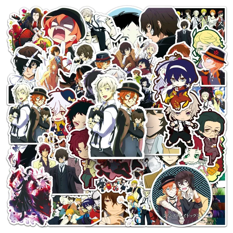 50 Uds Bungo Stray Dogs pegatinas de dibujos animados equipaje taza de agua papelería teléfono móvil portátil refrigerador pegatinas decorativas