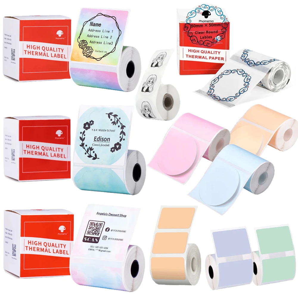 1rolls M110 Self-Adhesive Label Paper for Phomemo M110/M200 Label Printer Sticker Transparent Round Square Barcode Tag Sticky