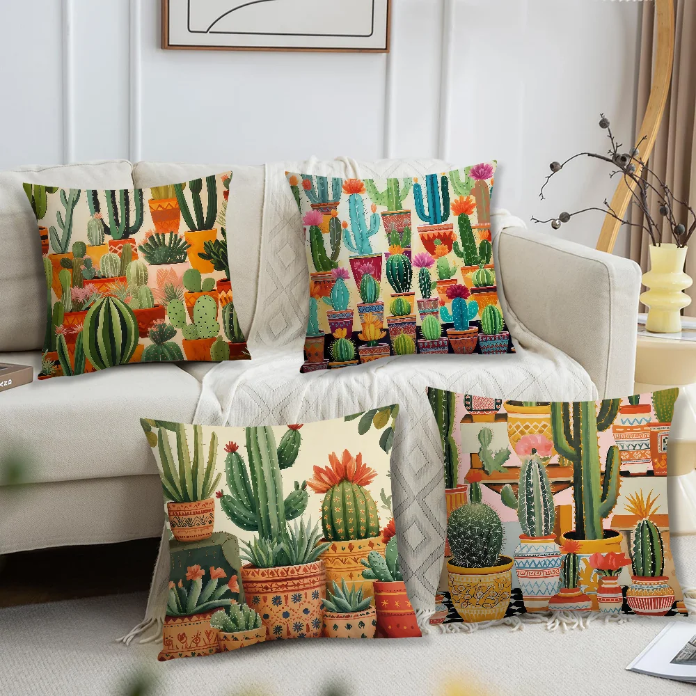 Minimalist Cactus Pattern Green Desert Plant cushion cover For Pillow Printing Sofa Decoration Home Shop Office NordicSimplicity