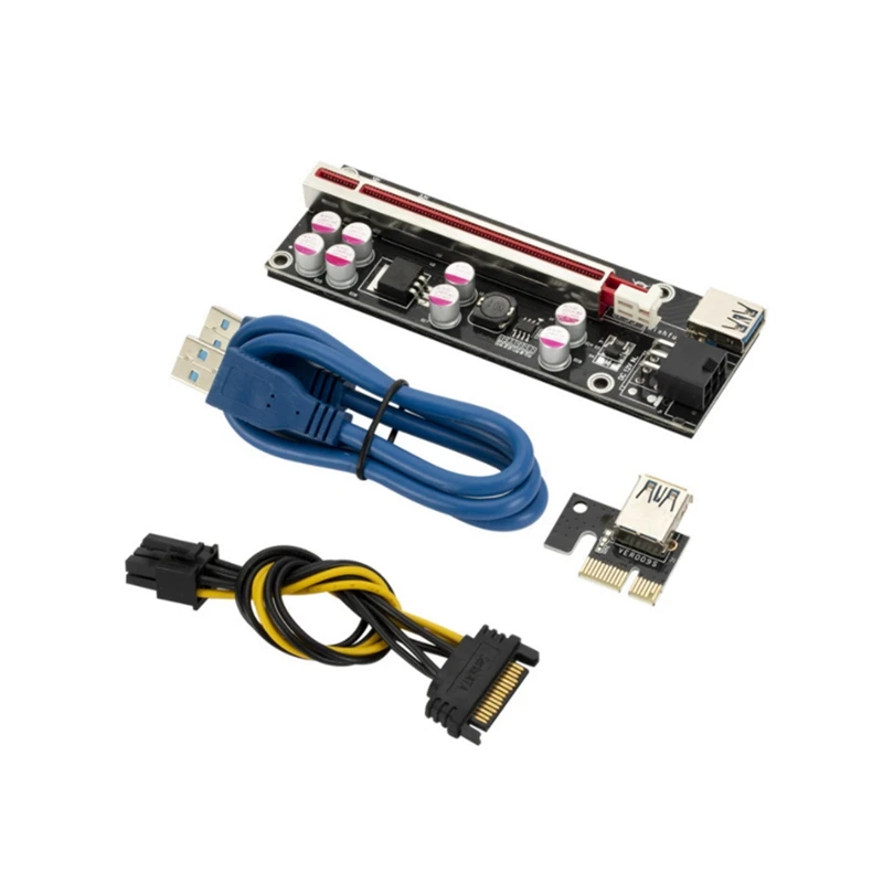 

PCI-E1xto 16X Graphics Card Extension Cable Ver009s Puls8 Capacitor USB3.0 Cable 6Pin Expansion Card