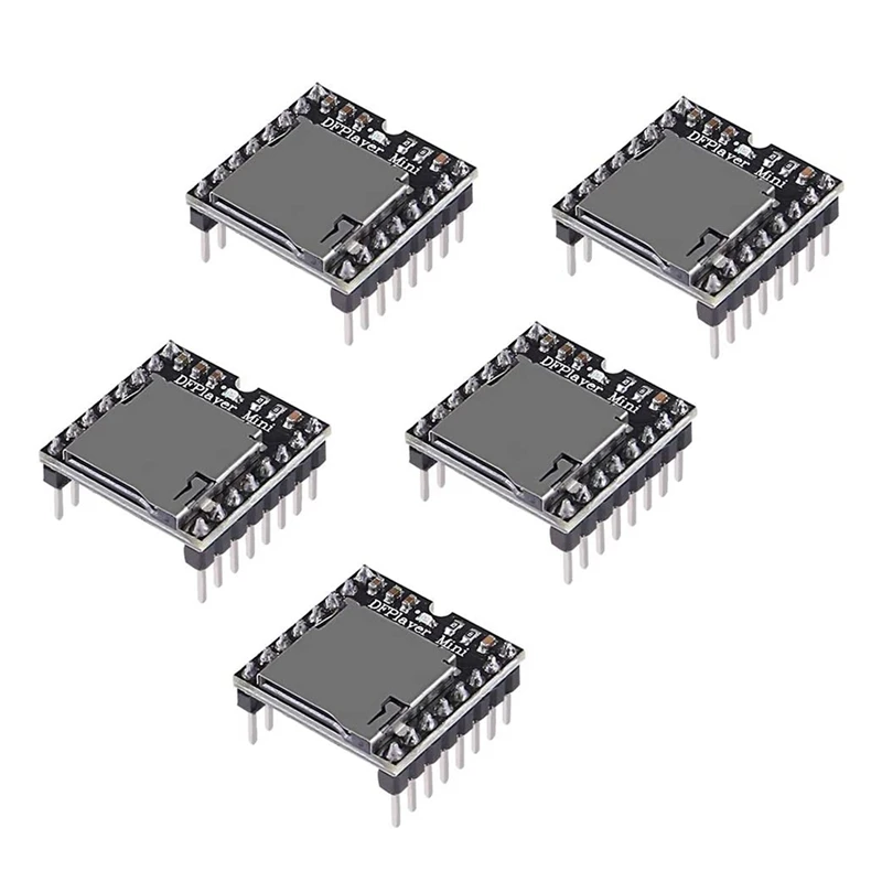 Módulo de áudio para MP3 Player, Voice Decoder Board, Suporte TF Card, U-Disk IO, Porta Serial, AD, YX5200, 5PCs