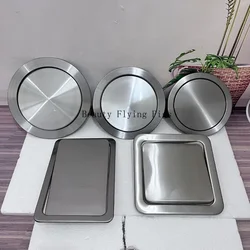 1pc Embedded Metal Countertop Trash Can Lid Household Stainless Steel Flip Cover Kitchen Sink Decoration Shake Cover Kitchenware