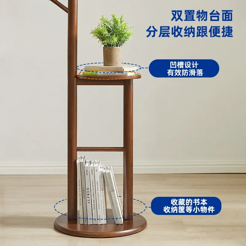 Cabide de madeira maciça para quarto, chão, sala de estar, mesa de centro, armazenamento vertical simples