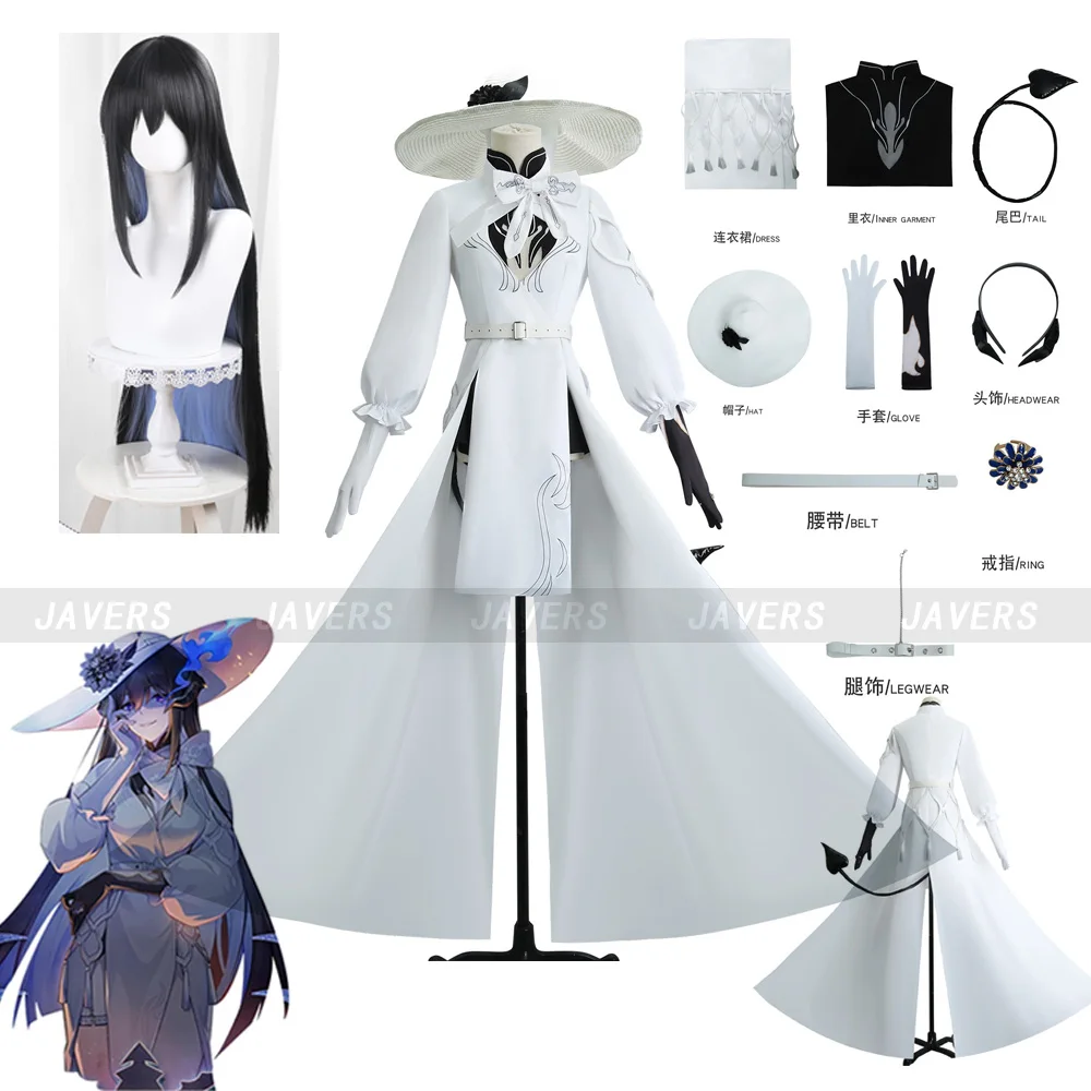 

Constance Cosplay Game Honkai Star Rail Costume White Dress Hat Prop Dahlia Pinnata Uniform Women Halloween Carnival Party Suit