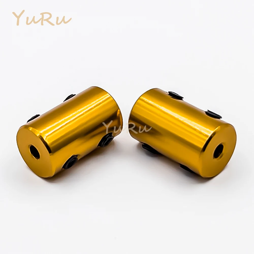 1PC D12L20 Aluminium Alloy Rigid Top Wire Coupling Bore 2~5mm D12 L20 Golden Cylindrical Type Model Motor Shaft Coupling CNC