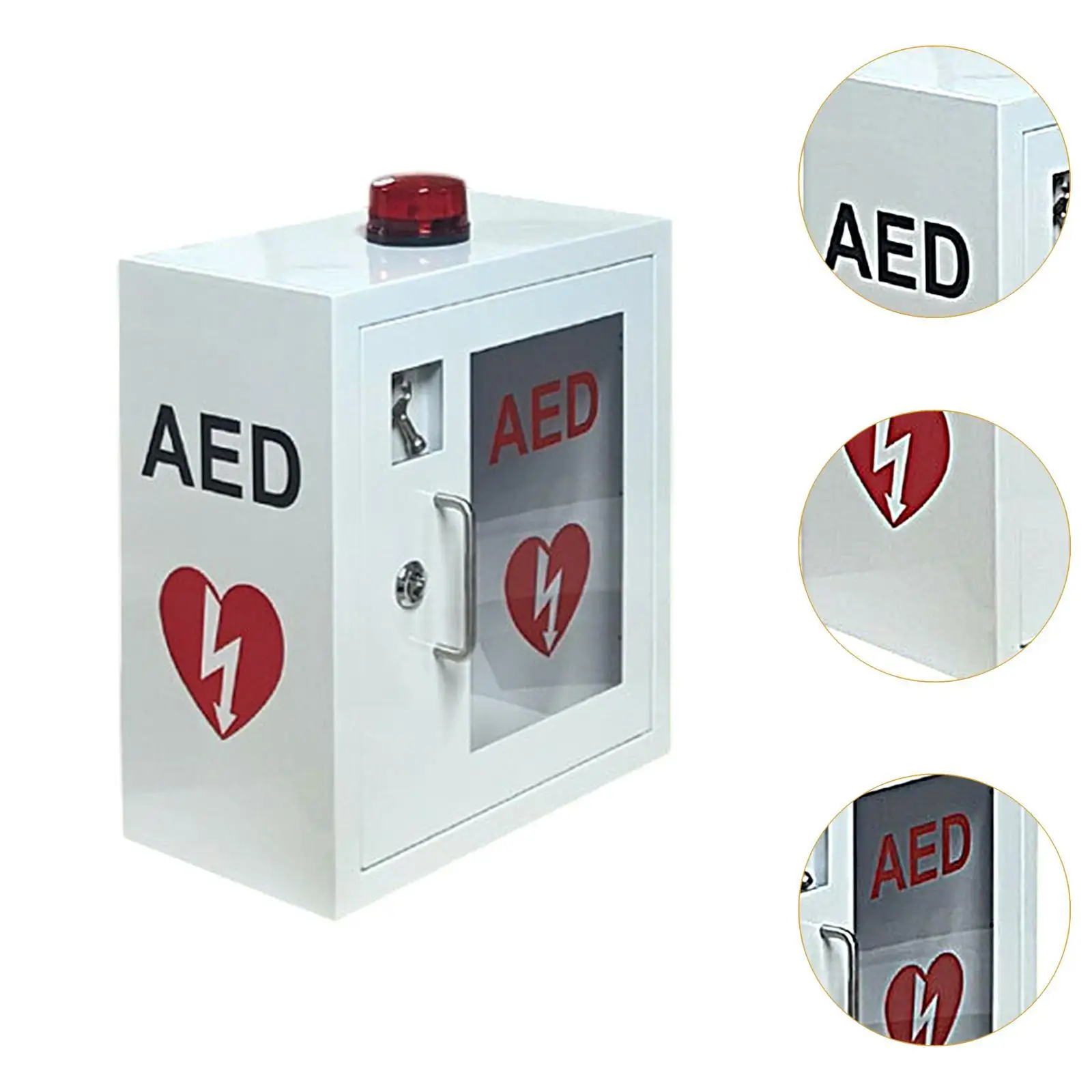 خزانة Aed فارغة مع إنذار ضوء ستروب للطوارئ مع مقبض نافذة شفافة مثبتة على الحائط ملحقات قوية مقاومة للاهتراء