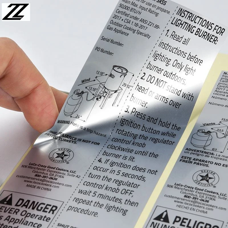 Silver High-Temperature Resistant Metal Stickers Adhesive Surface Lines Label for Hot Sale,Laser Silver Stickers