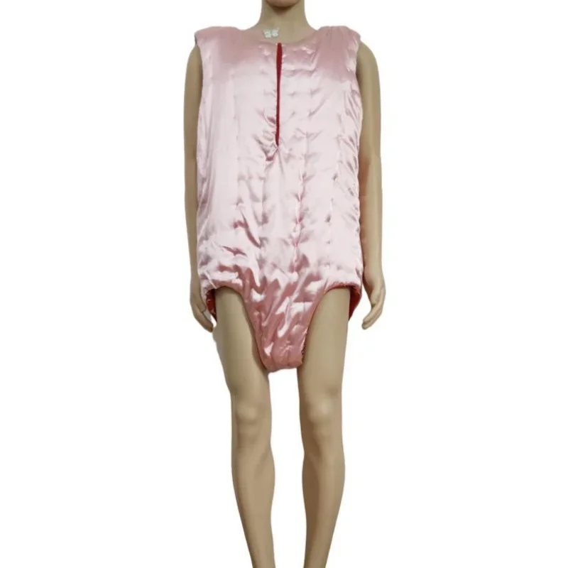 

Хлопковый комбинезон ручной работы для пары, хлопковые пышные теплые трусы, атласный шелковистый на ощупь боди, жилет, комбинезон на молнии спереди