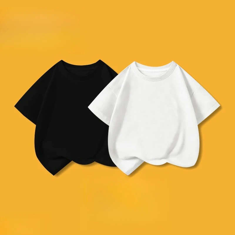 

Kids Cotton Short Sleeve White Tee, Summer Boys Girls Loose Performance Top, Versatile Soft College Shirt & Children T-Shirt