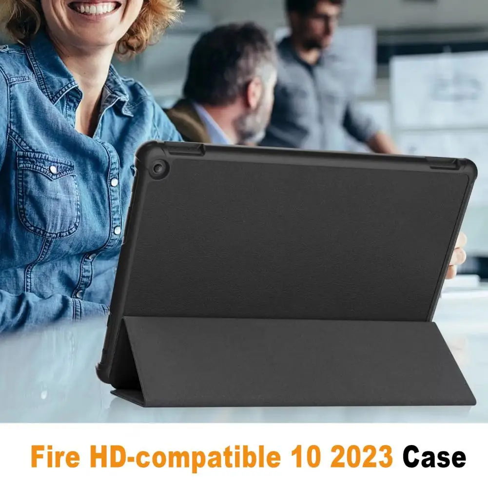 Faux Leather Tablet Protector Faux Leather Case Durable Faux Leather Tablet Protective Case with Triple Fold Bracket for Fire-hd