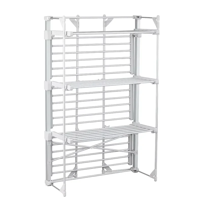 High Level Metal Home Electric Heated Folding Laundry Garment Racks Foldable Cloth Towel Drying Airer Clothes Dryer Rack
