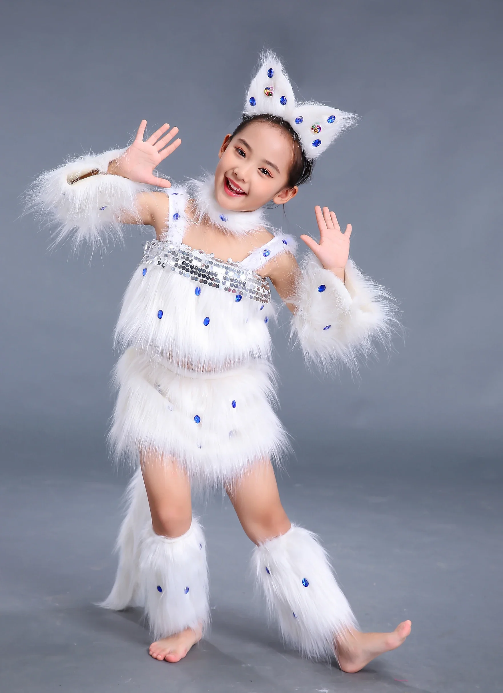 Disfraces de fantasía para niños y niñas, conjunto de ropa de escenario para Halloween, fiesta de carnaval, disfraces de animales, gatito suave, gato, Ropa de baile