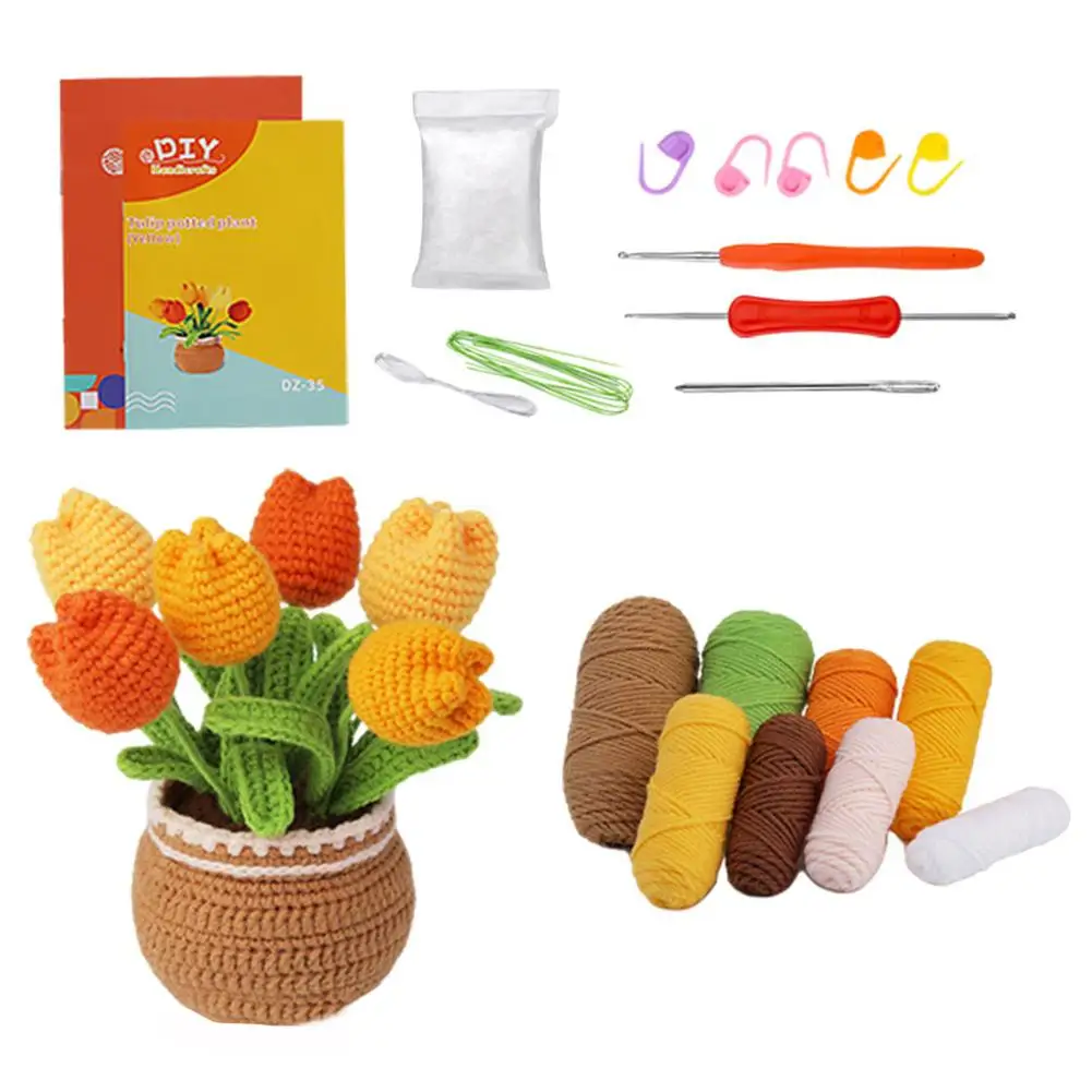 

Birthday Gifts As Shown Crochet Flower Pot Kit Beginner Crochet Set Creative Hobby Project Crochet Tutorial Video