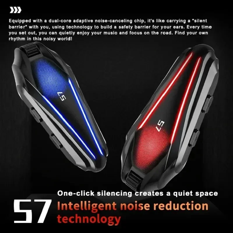 S7 Motorcycle Helmet Bluetooth Headset BT5.4 Noise Reduction HIFI Sound Auto Answer RGB IP67 Waterproof for Safe Riding