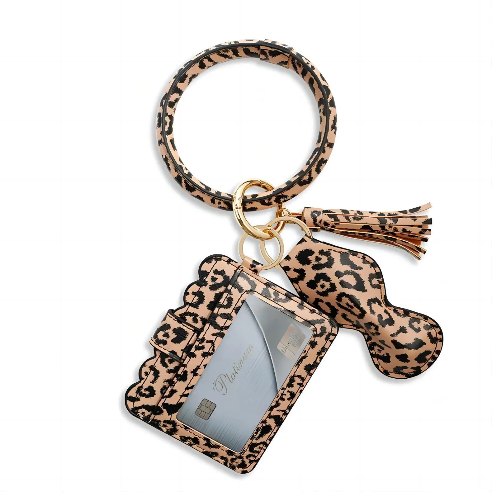 1PC PU Card Bag Tassel Keychain Bag Card Holder Purse Pocket Wrist Car Keyring Bangle For Women Pendant Accessories Gifts