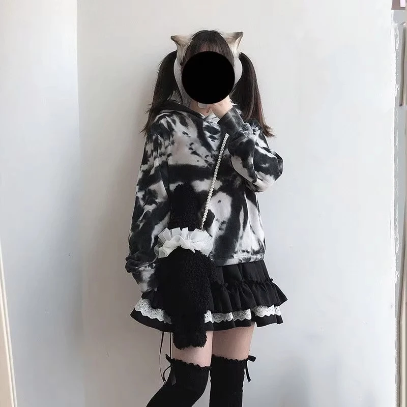 Faldas de pastel combinables con retazos de encaje de verano Y2k E-girl falda acampanada de cintura alta para Mujer 2025, nuevas Faldas negras sexis para Mujer