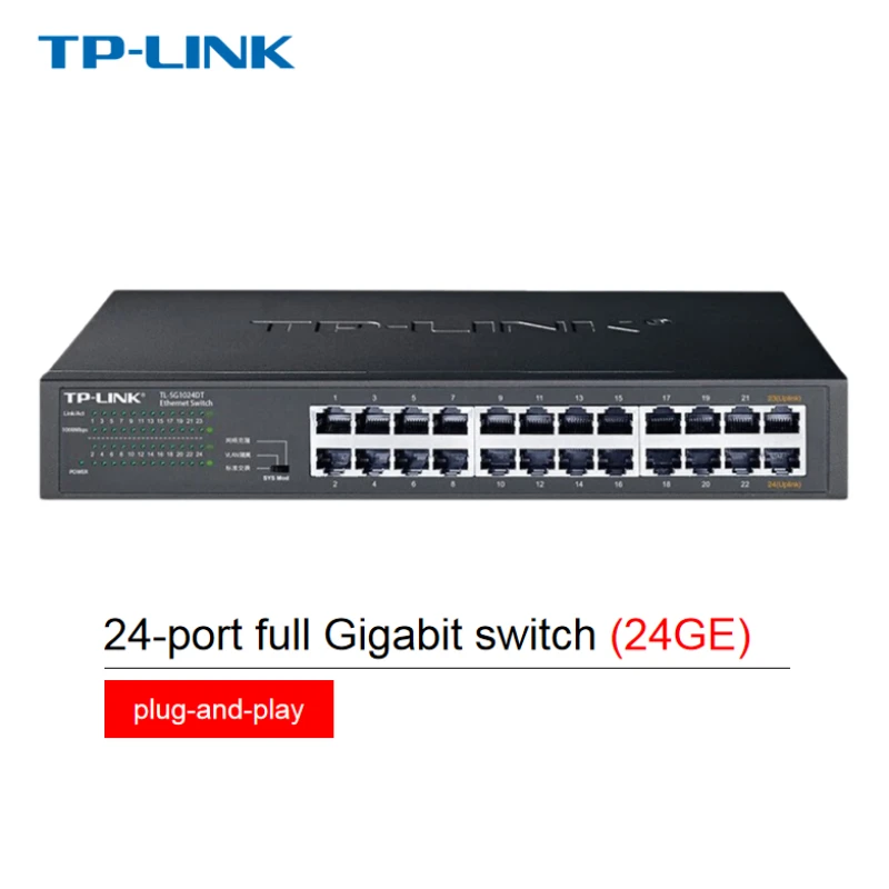 TP-LINK Full-Gigabit Netwerk Monitoring 24-Poort Switch 1000M Netwerkkabel Lan Splitter Ethernet Hub TL-SG1024DT