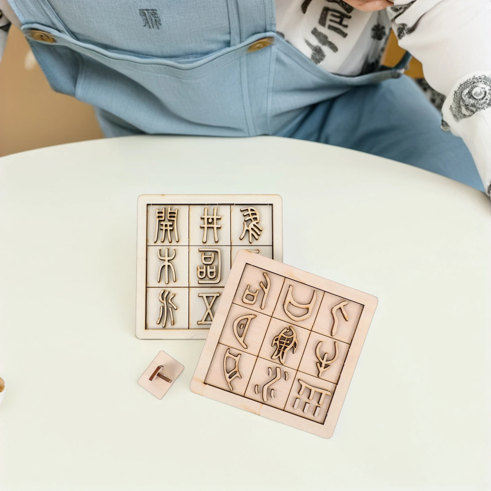 

2 Set Printing Kit Kids Educational Wooden Chinese Character Board Game Family Diy Science Experiment